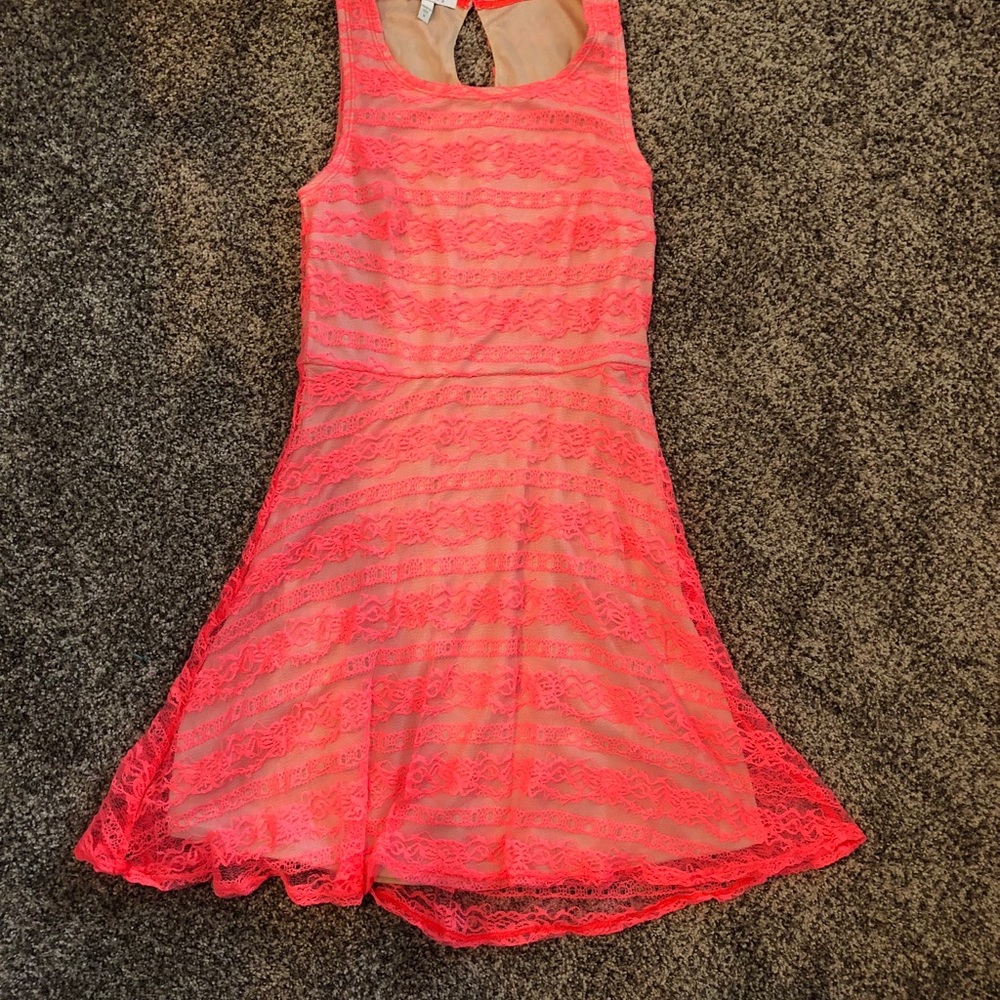 Cute neon and lace pink dress!